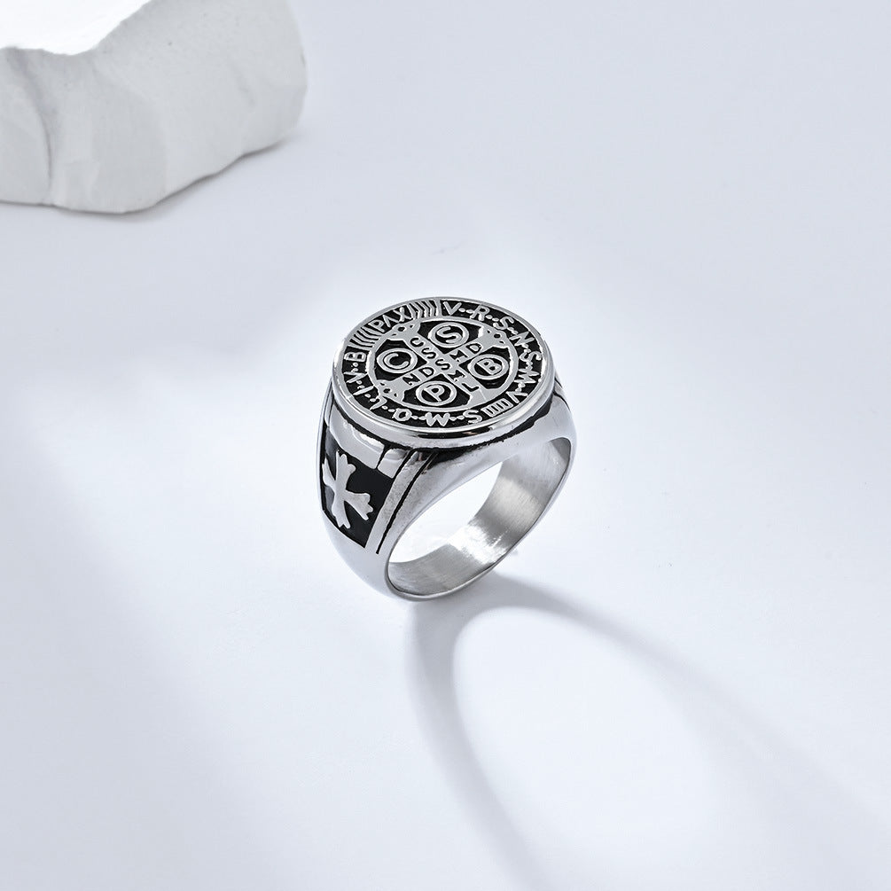 Men's Style Exorcist Titanium Steel Cross Niche Personality Rings