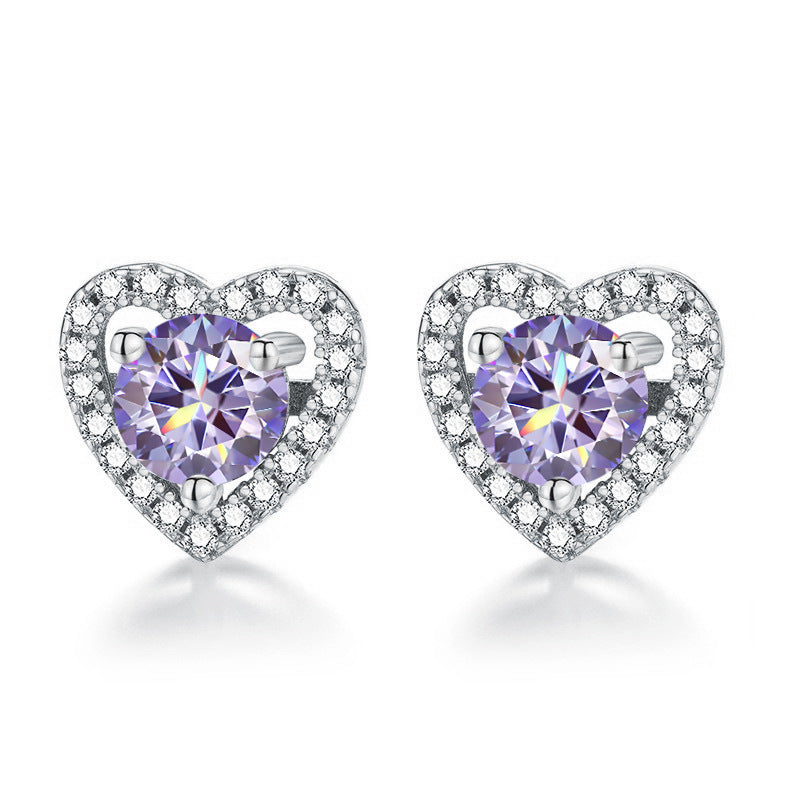 Women's Love Moissanite Simple Graceful Platinum Sterling Earrings