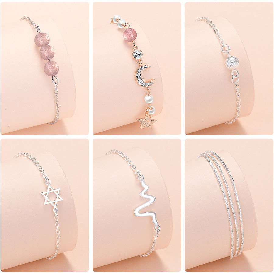 Jewelry Sier-plated Bell Love Star Flower Bracelets