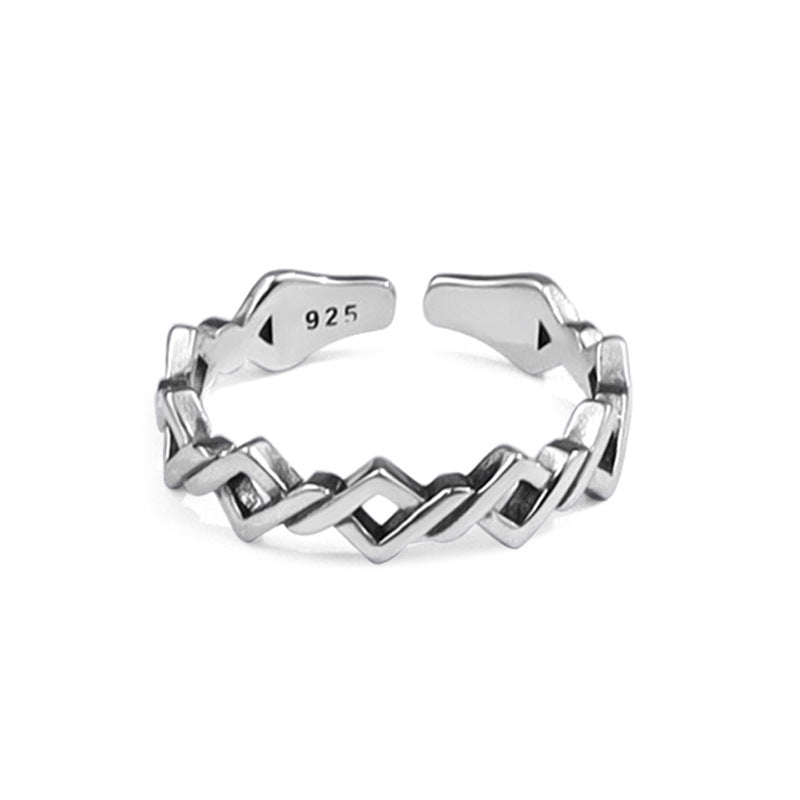 Women's Hollow Cross Glossy Cord For Braiding Distressed Rings