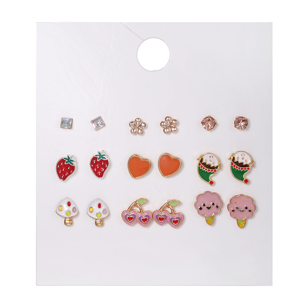 Boucles d'oreilles glaces à la fraise et à la cerise pour femmes, enfants et amour