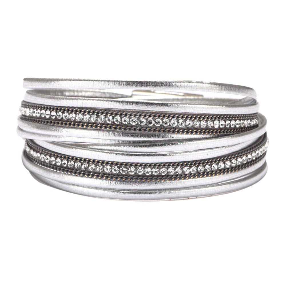 Lederfarbene Strass-Mode-heiße einfache Armbänder