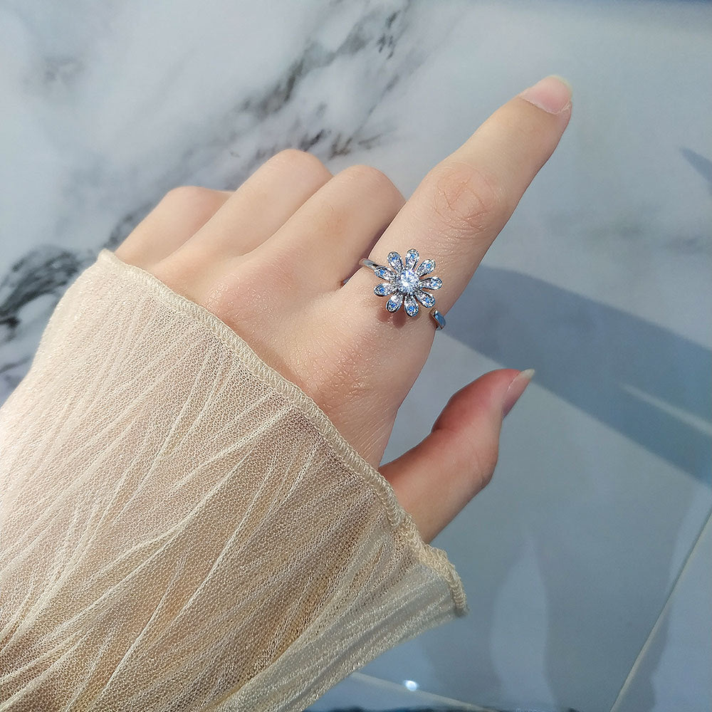 Rotatable Daisy Flower Wind Opening Adjustable Rings
