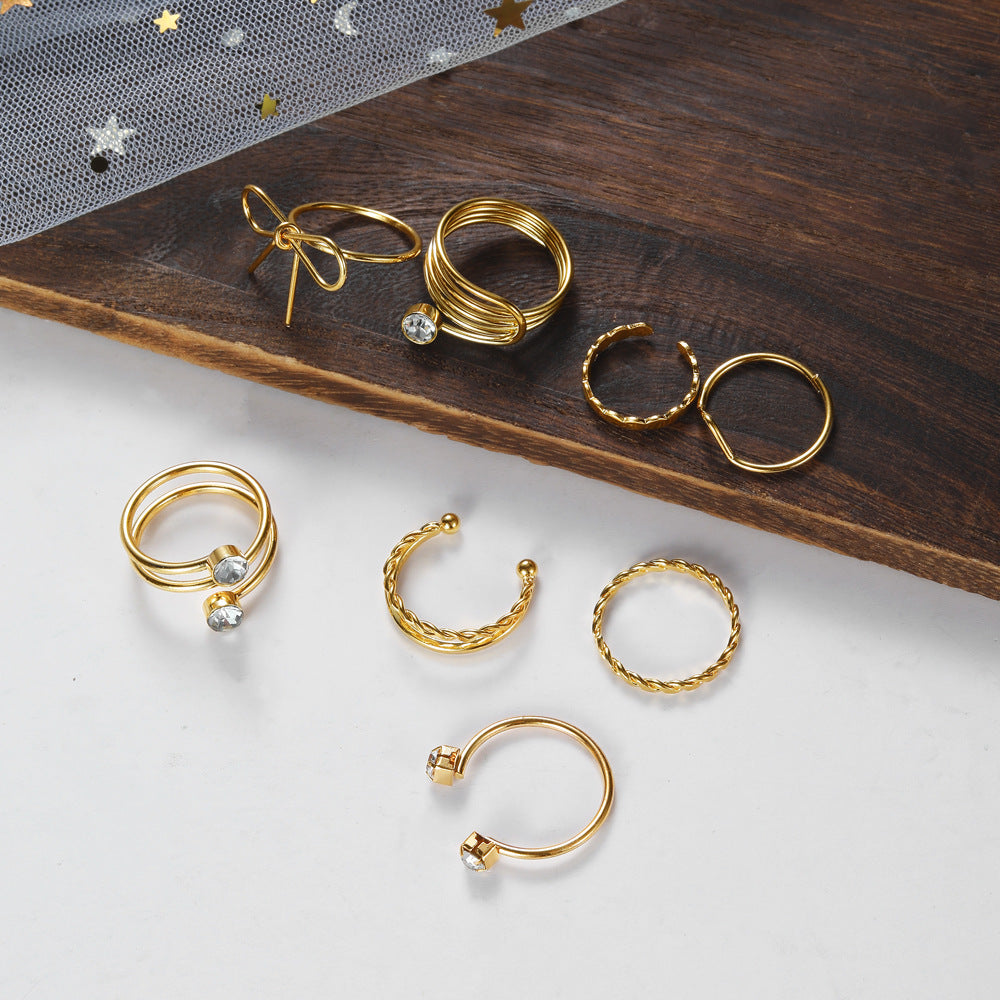 Twist Butterfly Set Of Knuckle Alloy Simple Rings