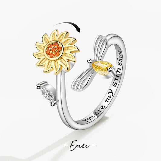 Adjustable Sunflower Spinning Simple Mori Style Rings