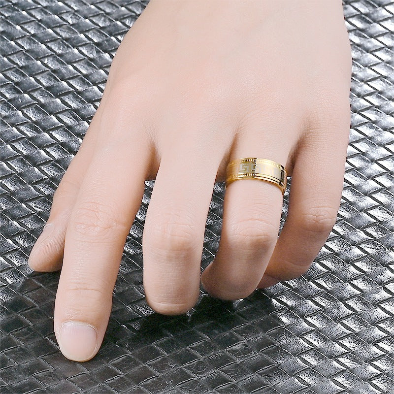 Men's Titanium Steel Retro Fashion Lace Couple Rings