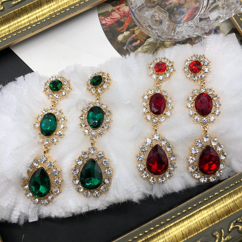 Luxury Temperament Inlaid Jewel Diamond Sweep Earrings
