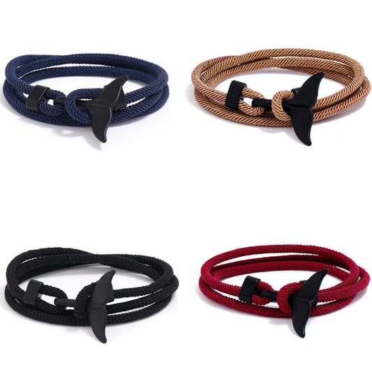 Women's & Men's & Ocean Series Boat Anchor Style Whale Tail Braided Rope Bracelets