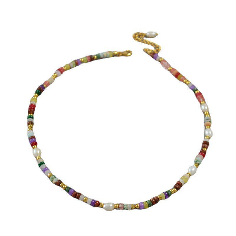 Colliers d'eau douce en perles de pierre de couleur naturelle pour femmes