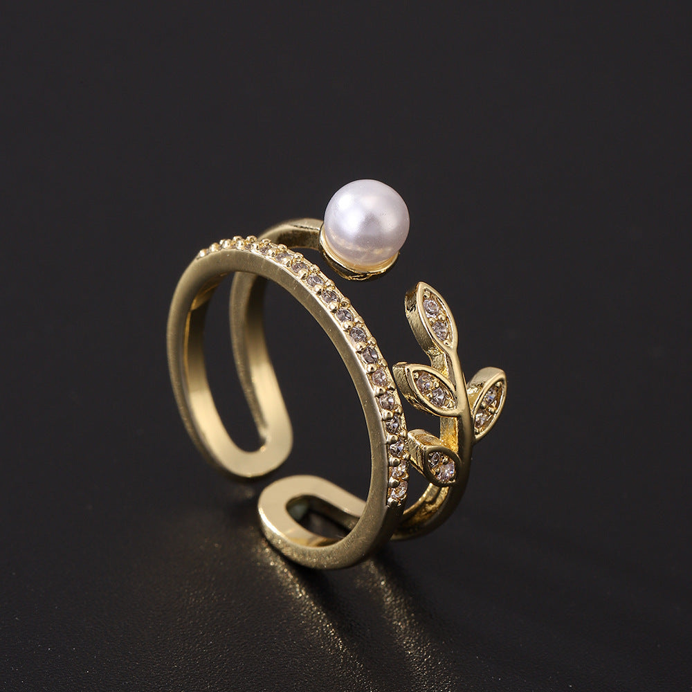 Women's Special Interest Light Luxury Design Pearl Fashion Rings