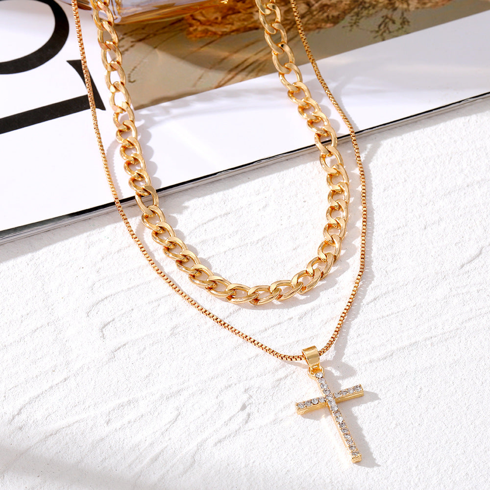 Ornament Simple Cross Female Sexy Short Necklaces