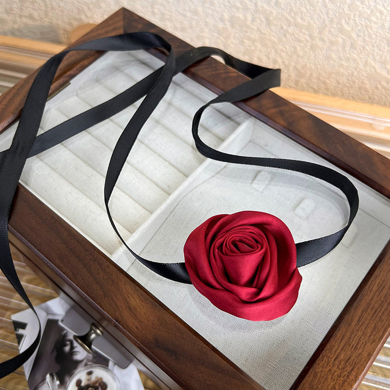 Damen-Schlüsselbein-Halsketten im Retro-Stil mit Rosen-Riemen und Schlüsselbein