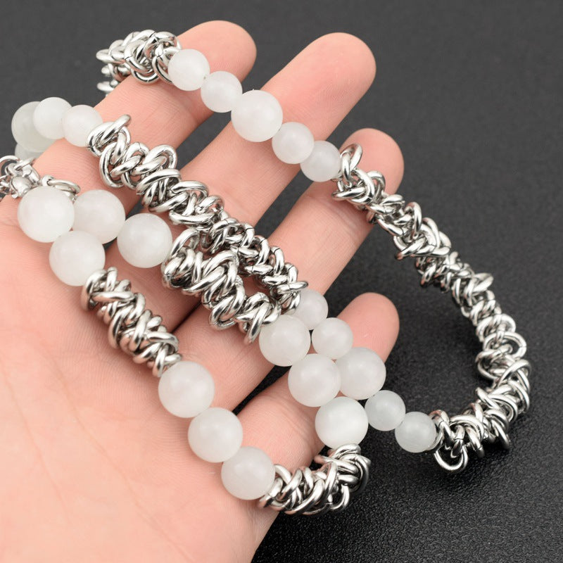 Kette aus Titanstahl, neutral, übertrieben, personalisierte Pullover-Halsketten