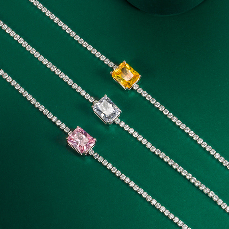 Edelsteine quadratische Diamantkette, modische rosa Armbänder