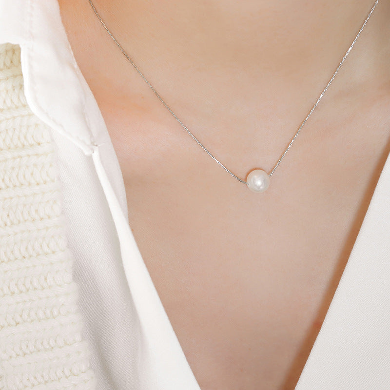 Natural Growth Freshwater Pearl Pendant Titanium Necklaces