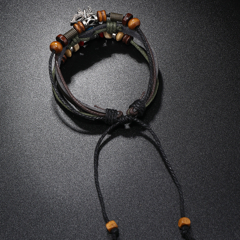 Accessoires Personalisierte Perlenarmband aus Rindsleder im Vintage-Stil