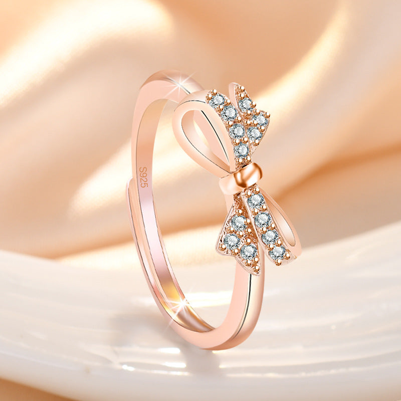 Mild Luxury Bow Female Niche Mori Rings