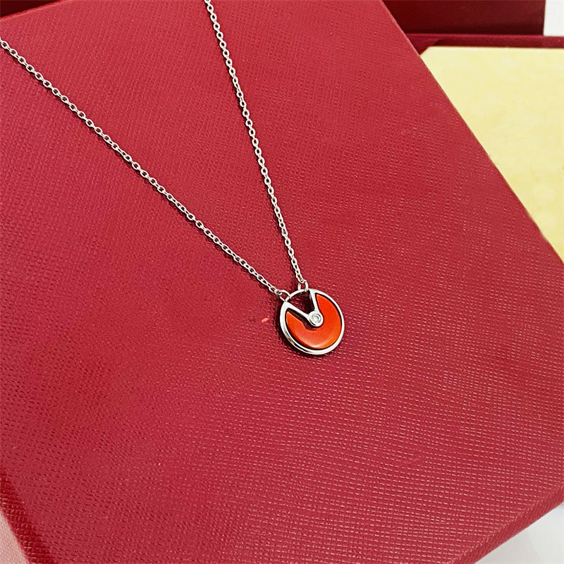 Rose Gold Plated White Shell Carnelian Clavicle Necklaces