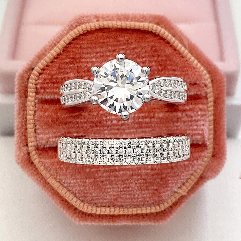 Bagues combinées de mariage de luxe pour femmes et hommes et Shi rétro et couple
