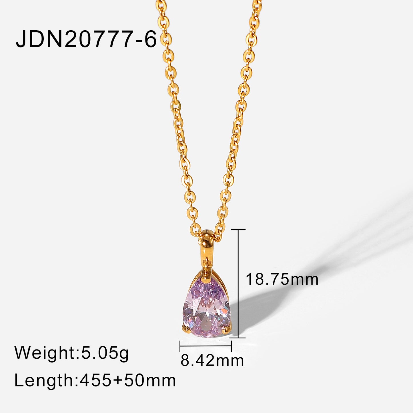 Gold Plated December Zircon Stainless Steel Necklaces