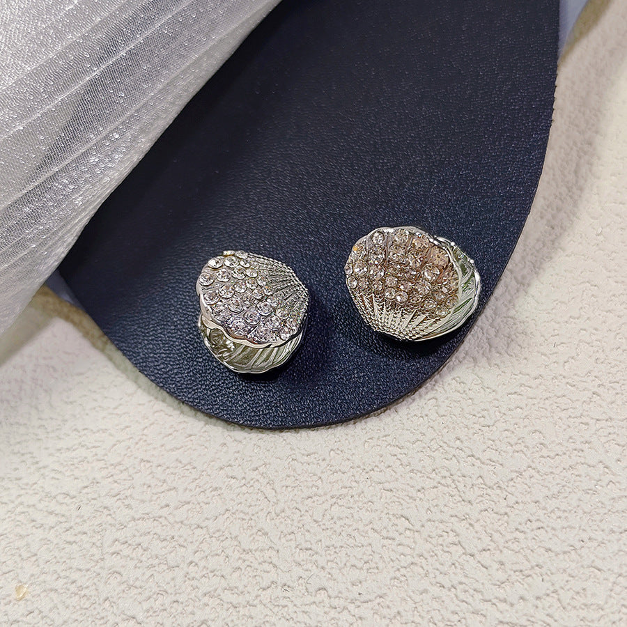 Bagues françaises sauvages élégantes en forme d'éventail de coquille de perle de Zircon
