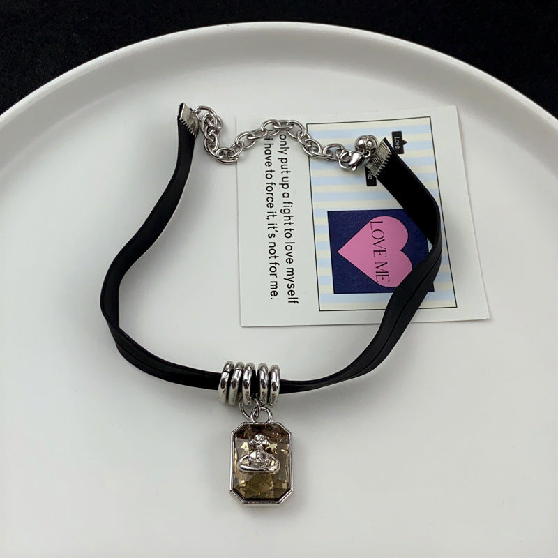 Advanced Design Leather Square Female Simple Necklaces