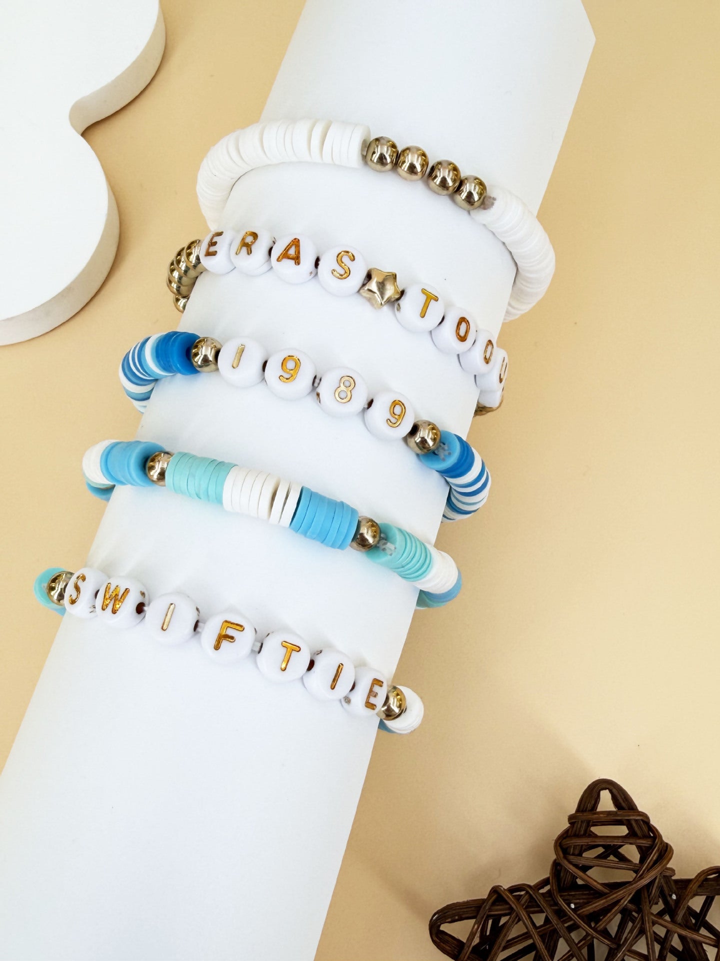 Taylor Fan Stretch Personality Colorful Letters Beaded Bracelet