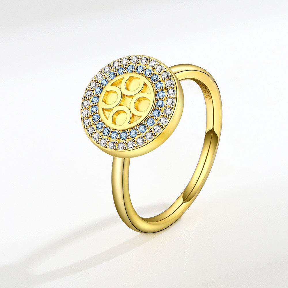 Gold Micro Inlaid Zircon Geometric Rotatable Rings
