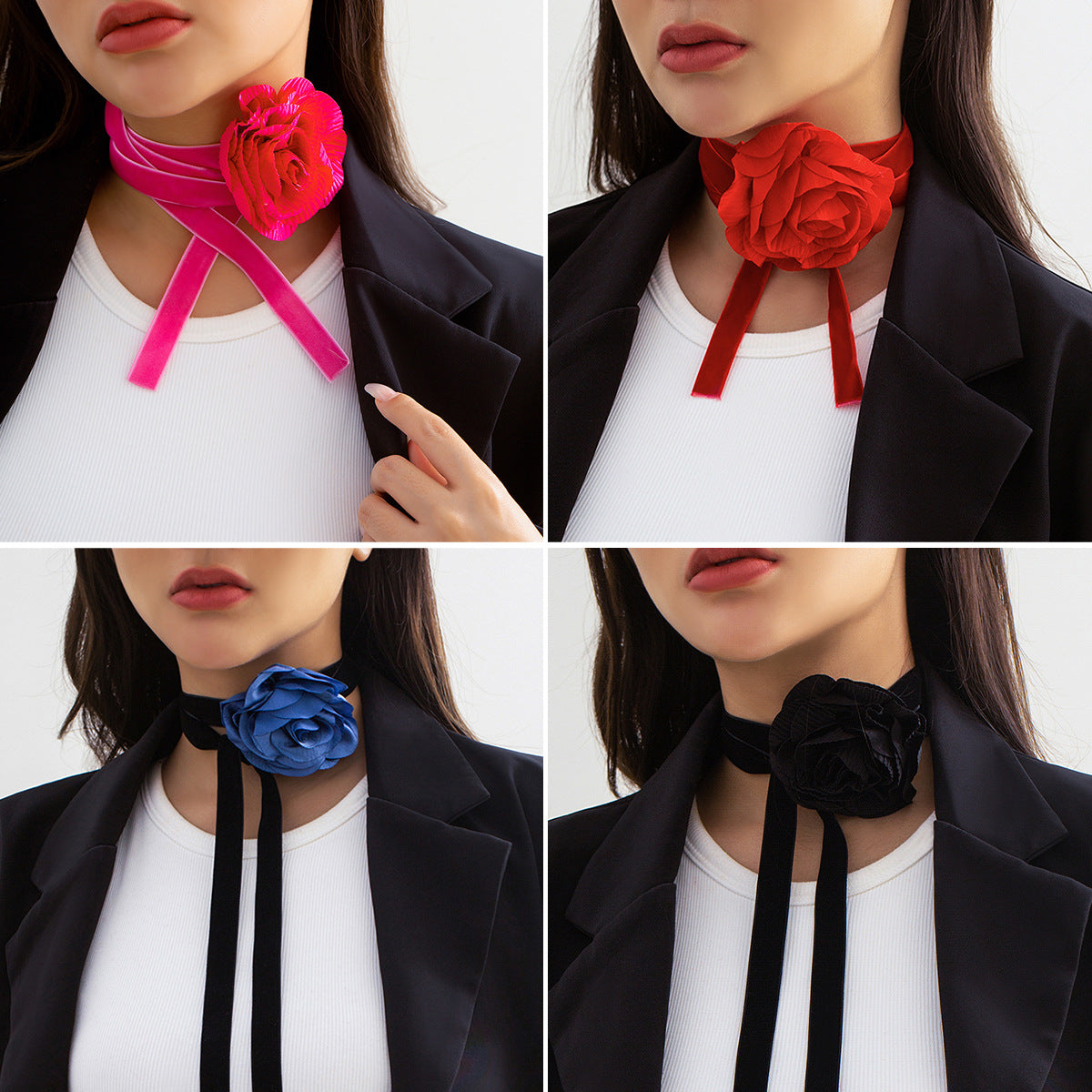 Ornement pour femmes Veet collier de fleurs plante grands colliers