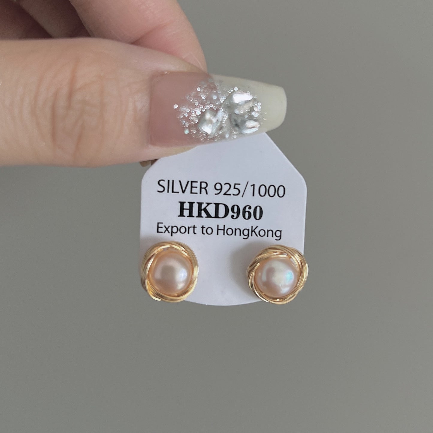 Women's Freshwater Pearl Ear Sier Pin Korean Earrings