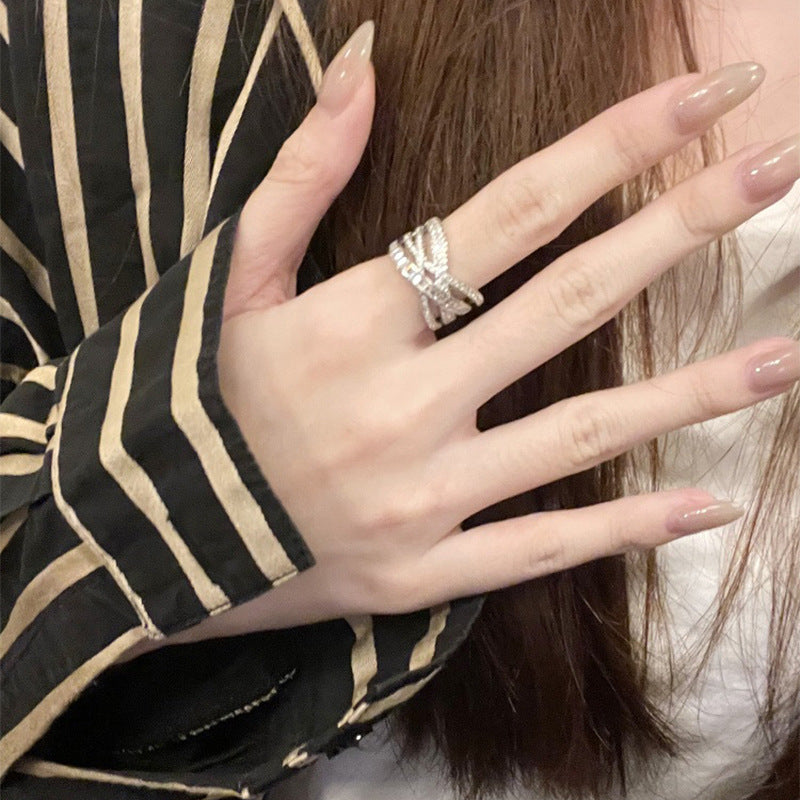 Super Flash Zircon Cross Open Fashion Index Rings