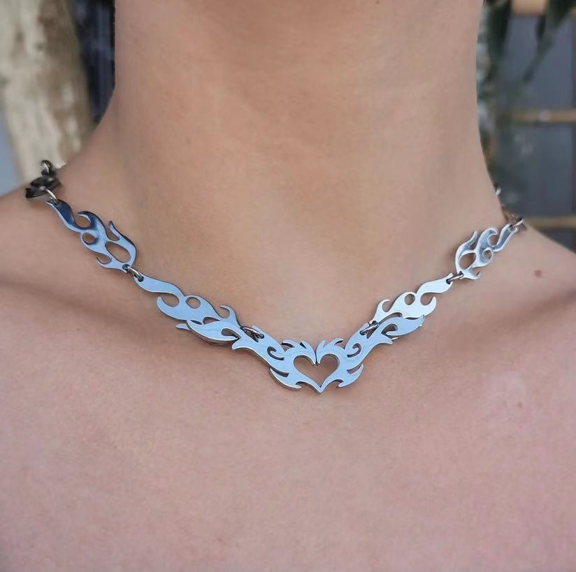 Fashion Punk Hollow Heart Hip Hop Necklaces