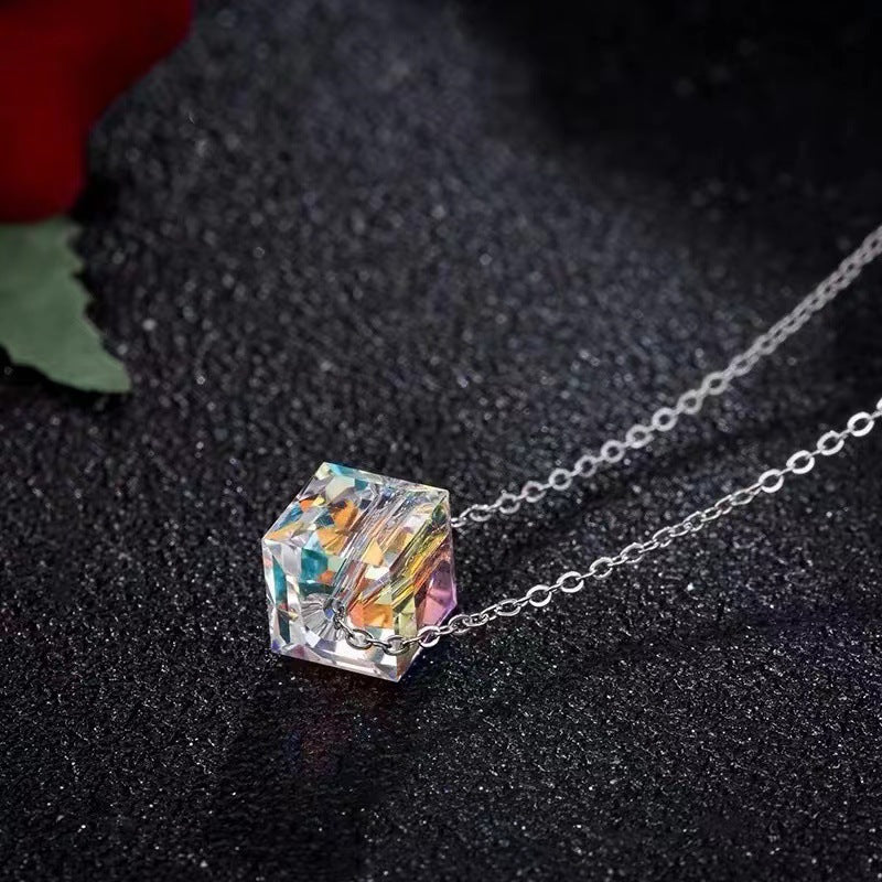 Pendentif petit cube de sucre colliers géométriques féminins