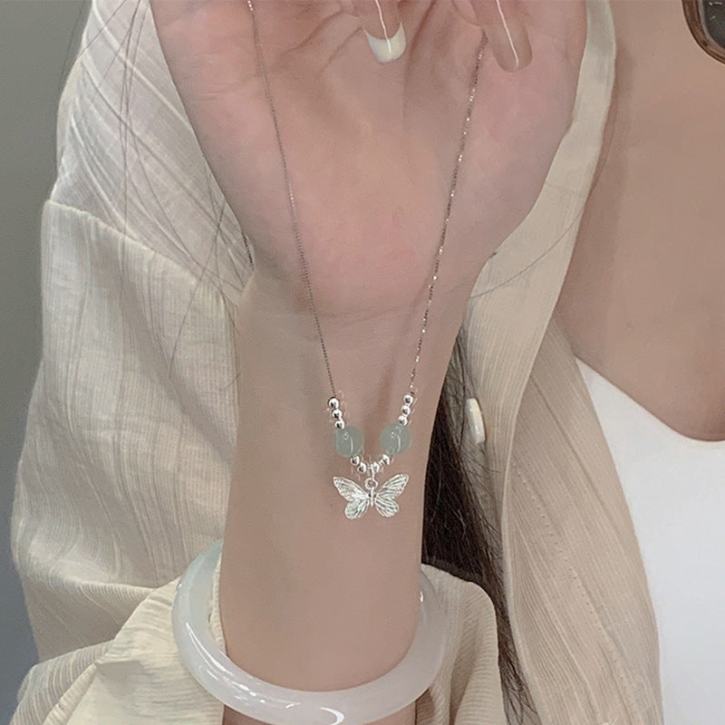 Colliers de haute qualité avec chaîne de clavicule en jade rétro de niche