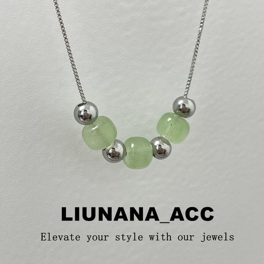 Colliers chaîne de pull en Imitation Jade pour femmes, perles porte-bonheur