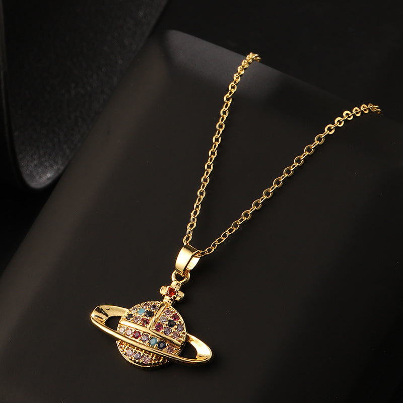 Colliers en Zircon de couleur avec micro incrustation de cuivre Planet