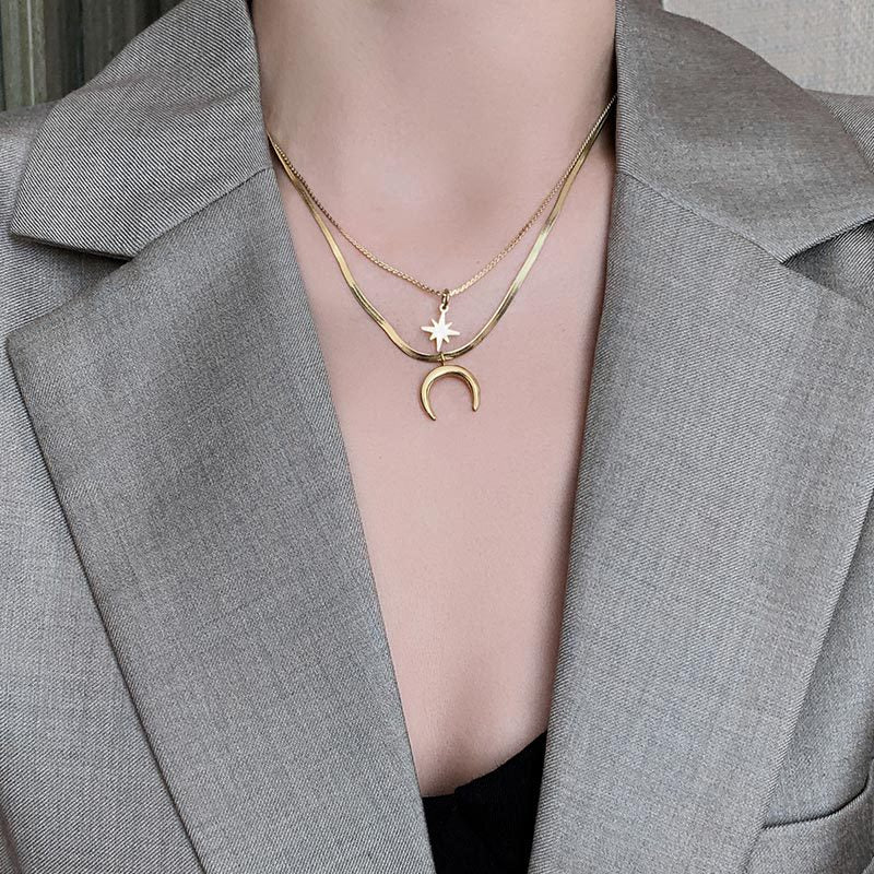 Colliers de chaîne de clavicule en croissant de minorité de luxe léger