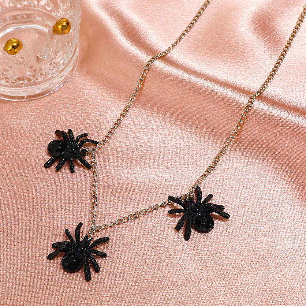 Black Spider Pendant Design Exaggerated Punk Necklaces