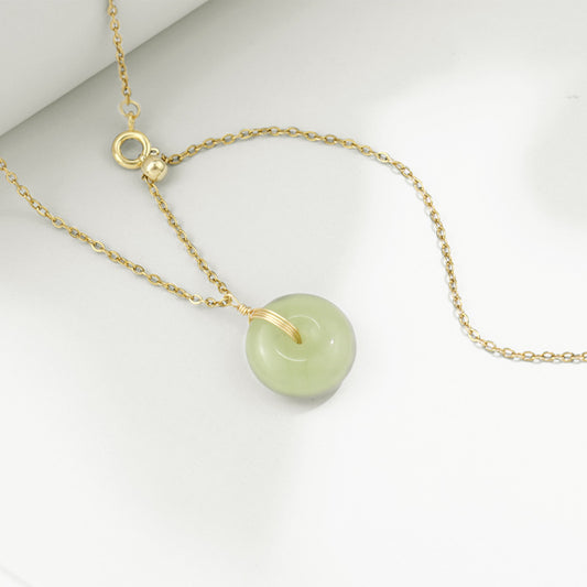Women's Luxury Minority Jade Ornament Longevity Lock Necklaces