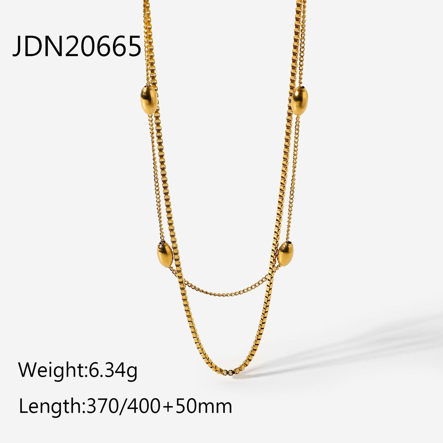 Women's Gold-plated Stainless Steel Ornament Oval Bead Necklaces
