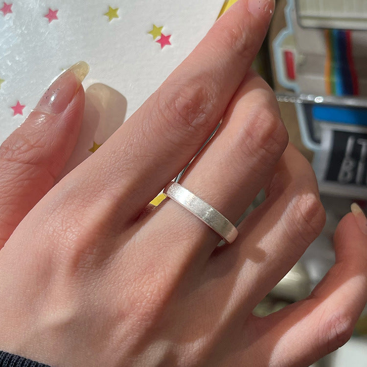 Frosted Female Wide Face Simple Cold Rings