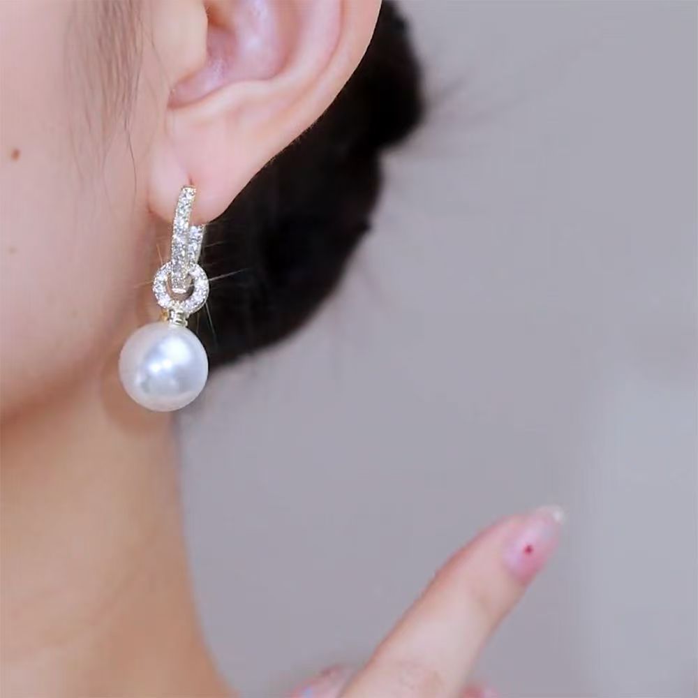 Pearl Ear Clip Heart-shaped Simple All Match Elegant Special Interest Rings