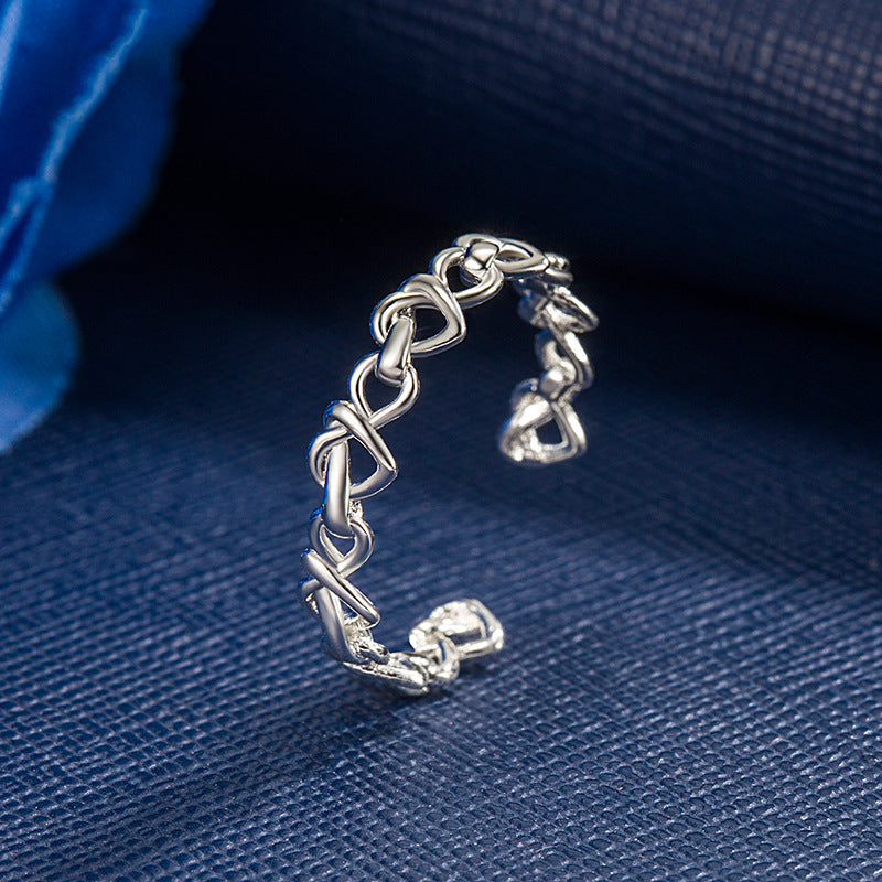 Women's Open Love Heart-shaped Interwoven Fresh Jewelry Rings