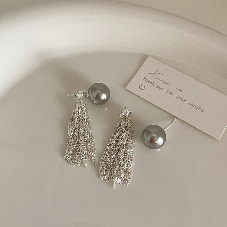 Boucles d'oreilles rétro pour chaîne de perles, pompon, Design féminin, Niche
