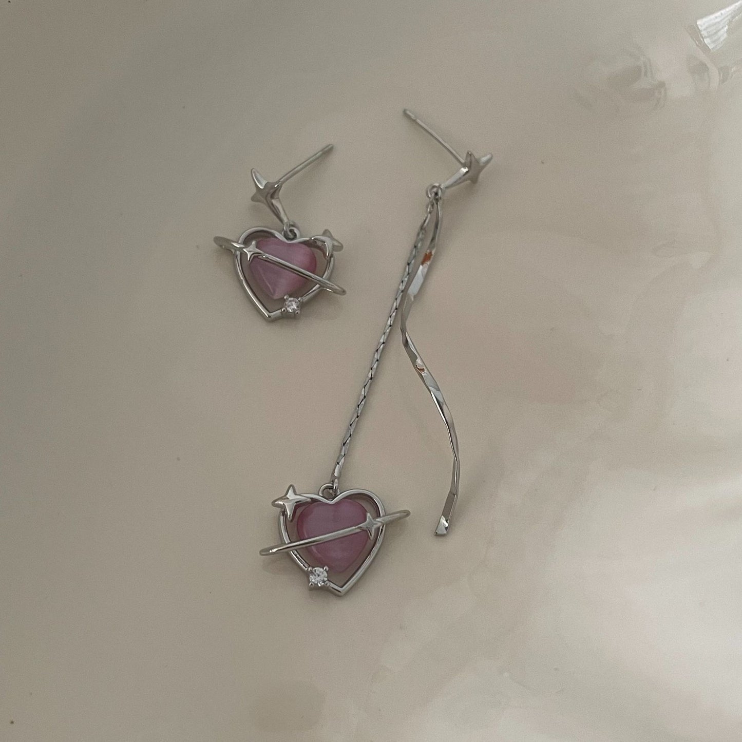 Boucles d'oreilles Style féminin coeur d'amour rose Star Rail
