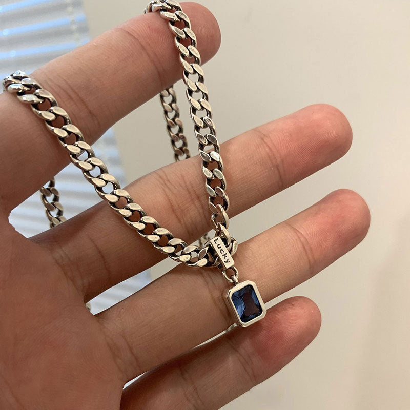 Colliers de Niche en Zircon avec chaîne épaisse en diamant pour femmes, pull porte-bonheur