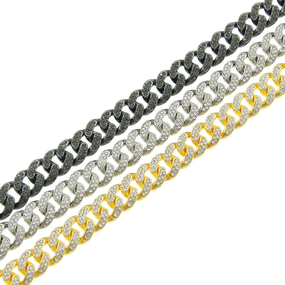 Colliers de chaîne à maillons cubains pleins de diamants Hip Hop pour hommes