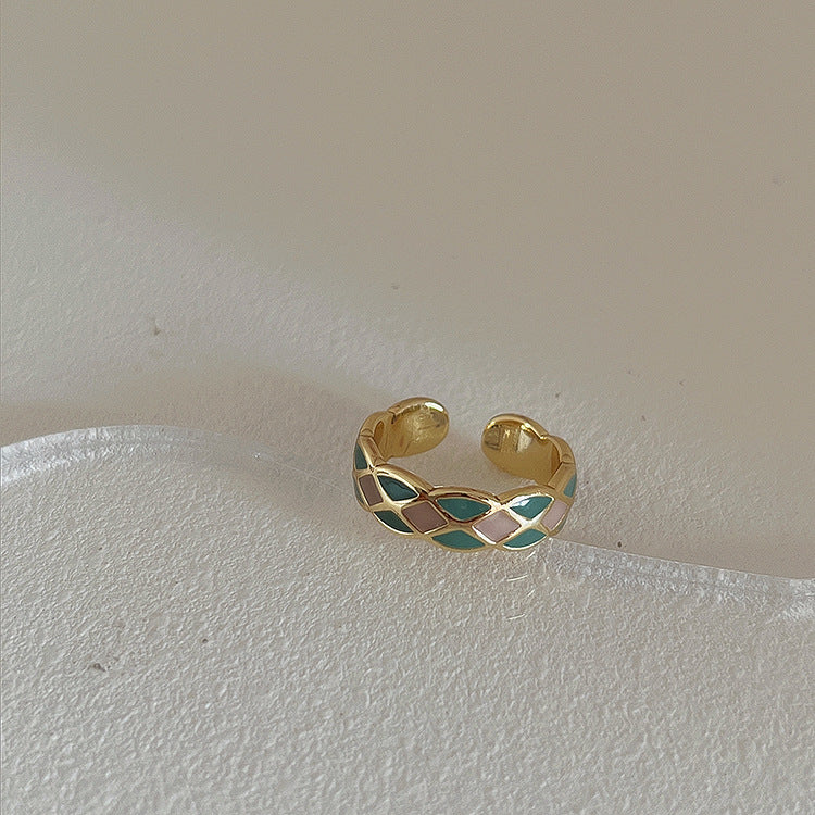 Französische Retro-Öltropfende Schmetterlings-Open-End-Perlenanzug-Frauenringe für Damen