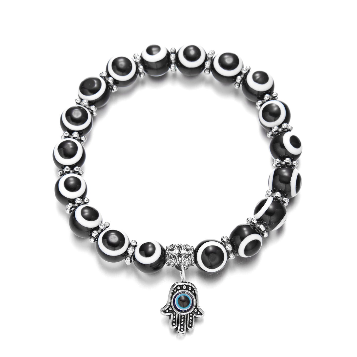 Augenfarbene, perlenbesetzte Hand-von-Fatima-Armbänder