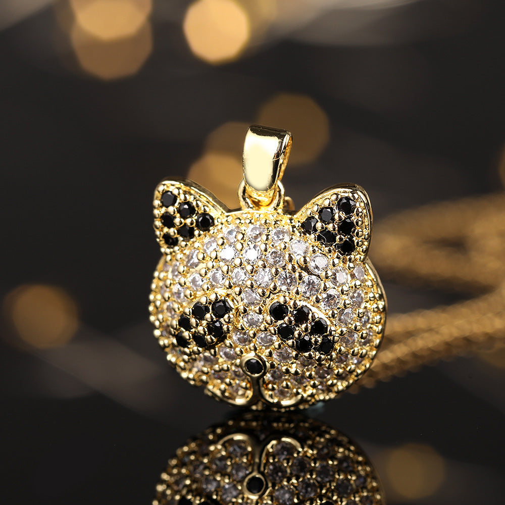 Colliers de personnalité en forme d'ours en diamant plaqué or pour femme, dessin animé